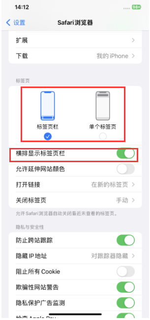 城北苹果手机维修分享Safari浏览器如何切换标签栏位置 